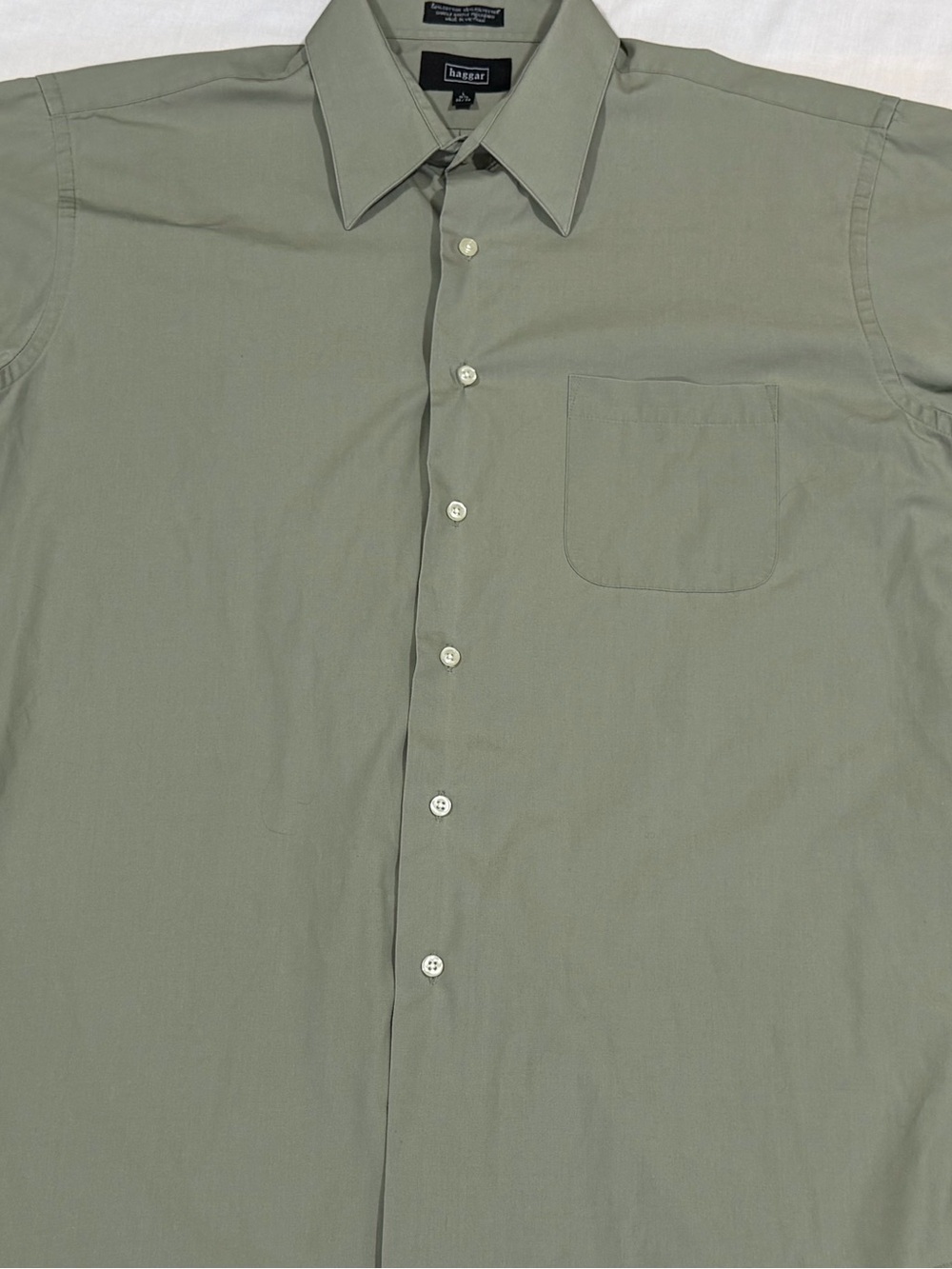 Haggar Button Down Mens L 16 1/2 32/33 Green Long Sleeve Shirt NEW